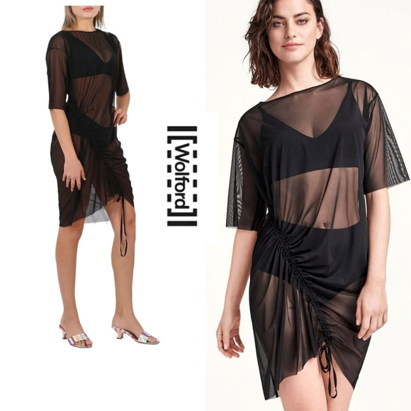 NEW Wolford Ladies Transparent Soft Tulle Yoon Beach Cover Up In Amethyst Size M - Picture 2 of 16